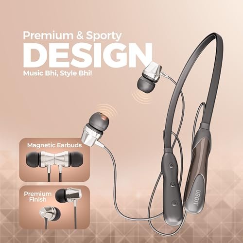 UBON U6 Series Wireless 30 Hrs Playback, Dual Pair, Fast Charge, Magnetic Buds, Bluetooth Neckband with Mic (Black) Amazon.in: Electronics - Image 6