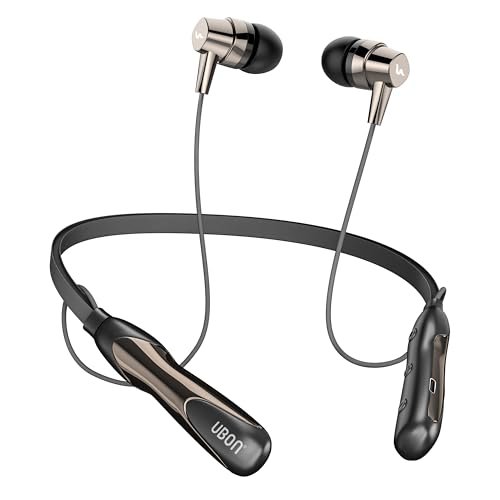 UBON U6 Series Wireless 30 Hrs Playback, Dual Pair, Fast Charge, Magnetic Buds, Bluetooth Neckband with Mic (Black) Amazon.in: Electronics
