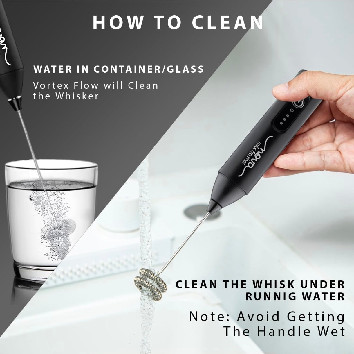 Coffee Frother Electric Rechargeable Coffee Maker Machine for Home Electric Coffee Frother Machine & Milk Whisker with Dual Spring Tech GetSetNova | 1 Year Warranty | Free Recipe Book (Frother) - Image 3